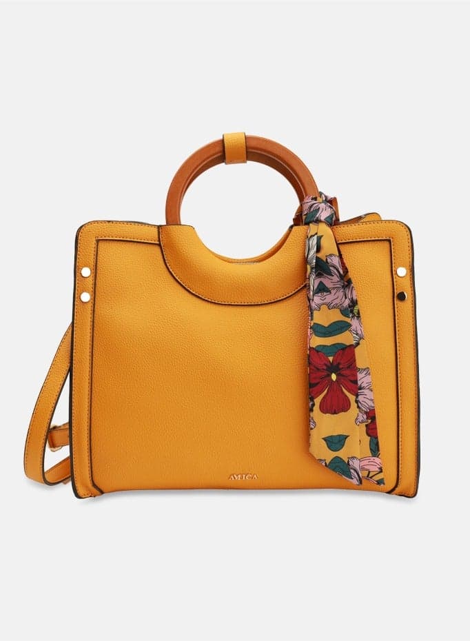 AMICA Sapphire Chic Mustard Yellow Satchel for Women - Image 1