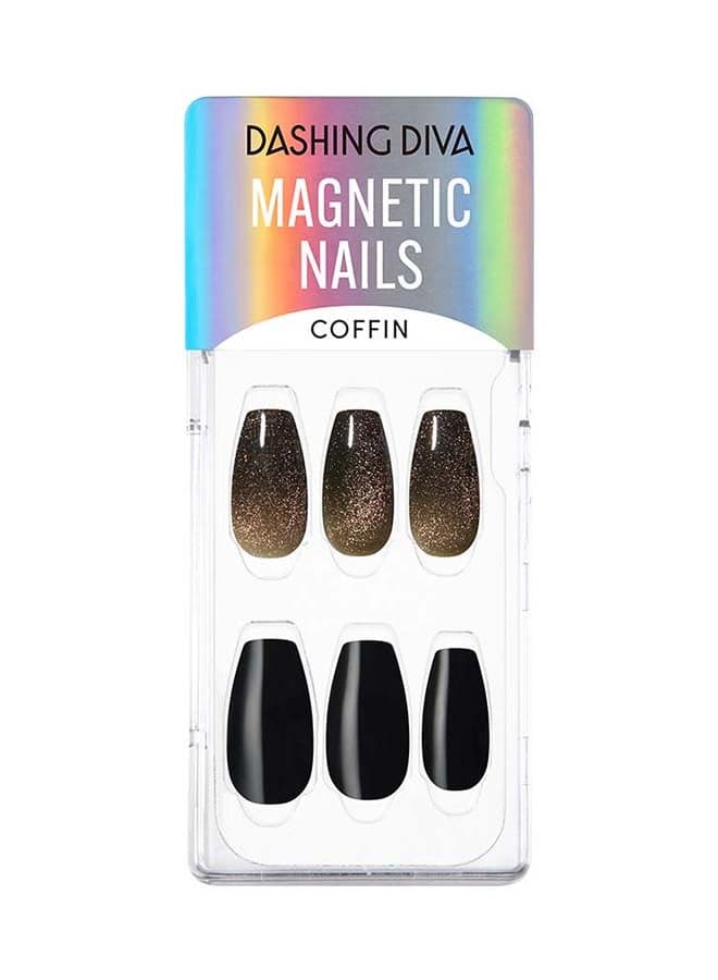 Magic Press Black Sorbet Premium Coffin False Nail Tips - Image 1