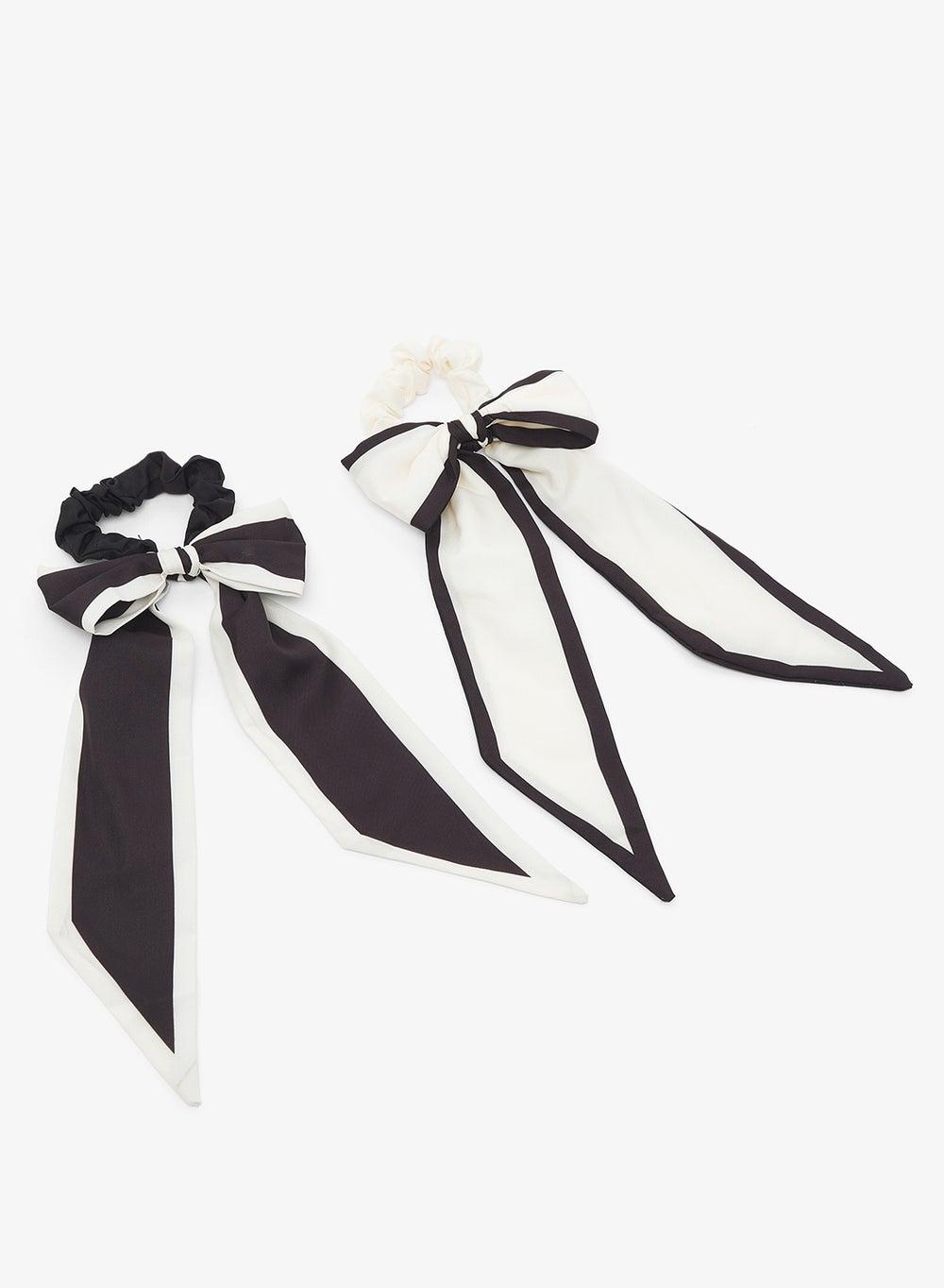 Elegant Satin Bow Scrunchie 2-Pack - Fq3764 Multicolor - Image 1
