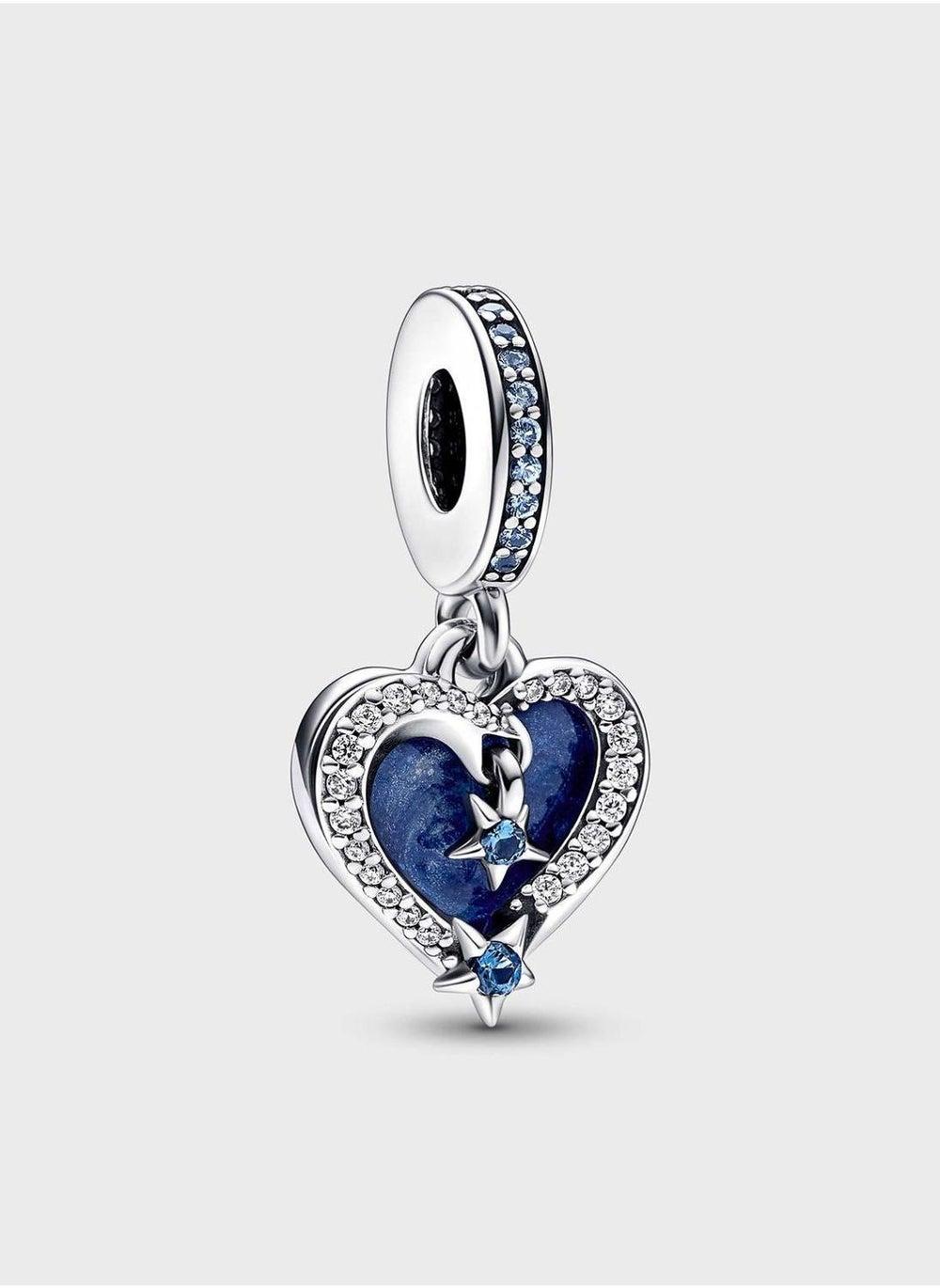 PANDORA Celestial Heart Double Dangle Charm with Blue Crystals - Image 1
