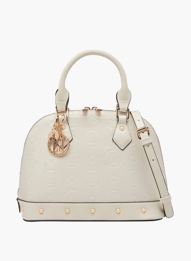 ELLE Women's Elegant Monogram Embossed Tote with Detachable Strap - Image 1