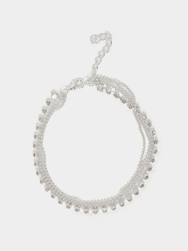 Styli Elegant Embellished Layered Anklet with Lobster Clasp - Image 1