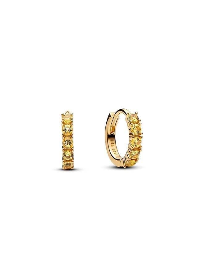 PANDORA Yellow Huggie Earrings - 14k Gold-Plated Elegance - Image 1
