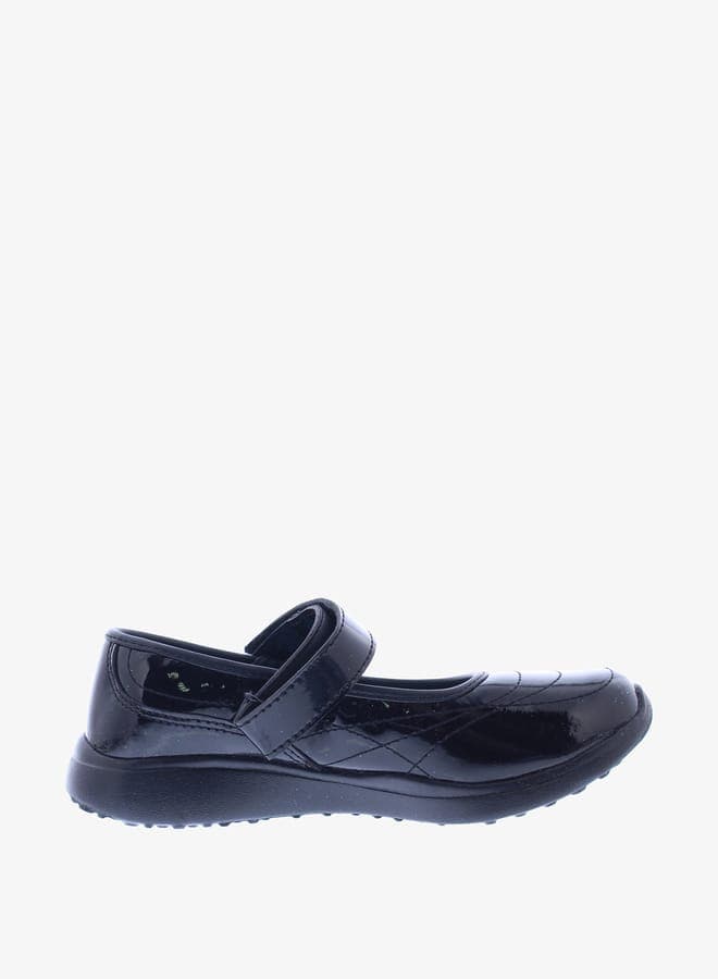 MICROSTRIDES Textured Black Mary Janes for Girls - Image 1