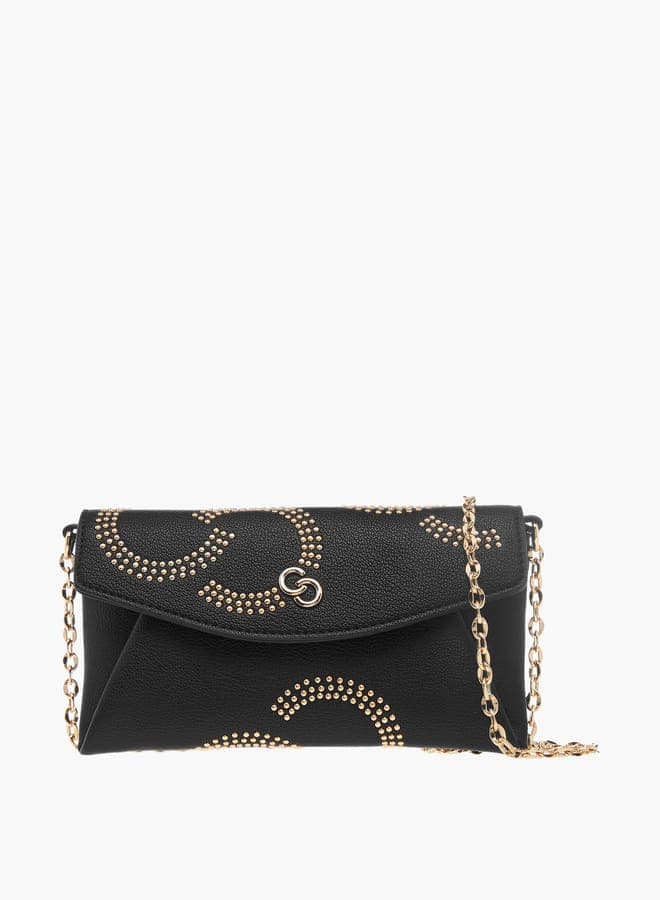 Celeste Chic Stud-Detailed Women's Clutch with Chain Strap - Image 1
