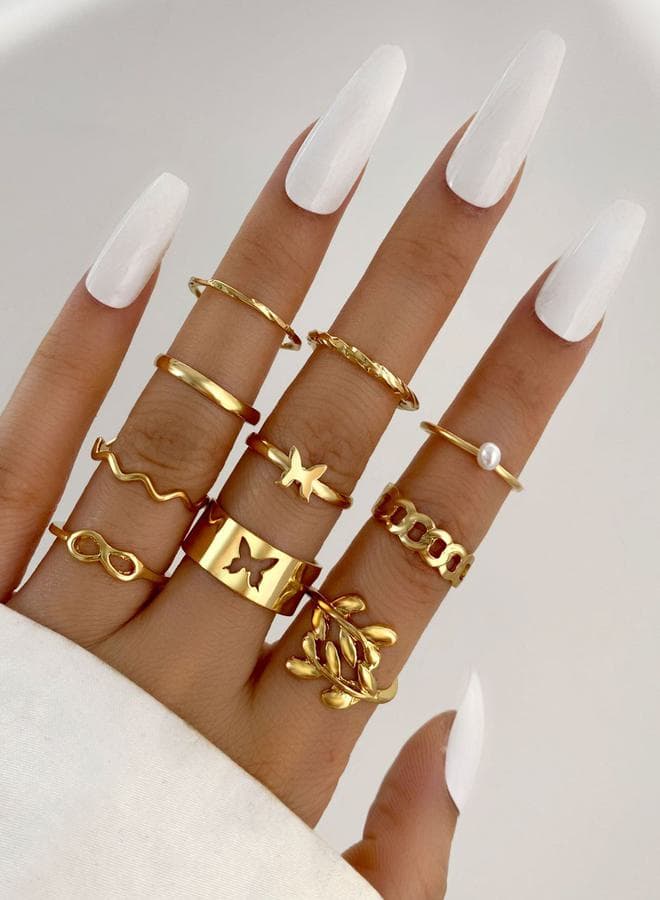 Styli Chic Ensemble - 10 Multi-Shape Rings Set for Women - Image 1
