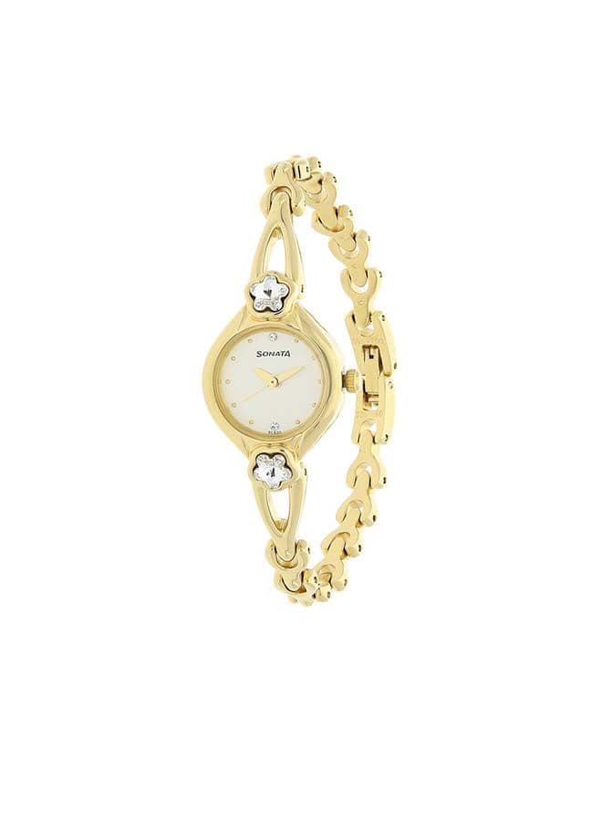 Sonata 8065YM01 Elegant Golden Analog Watch for Women - 22mm - Image 1