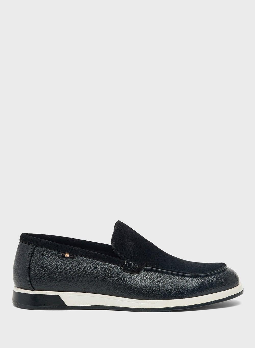 Elegant A68815 Black Leather Casual Loafers - Image 1