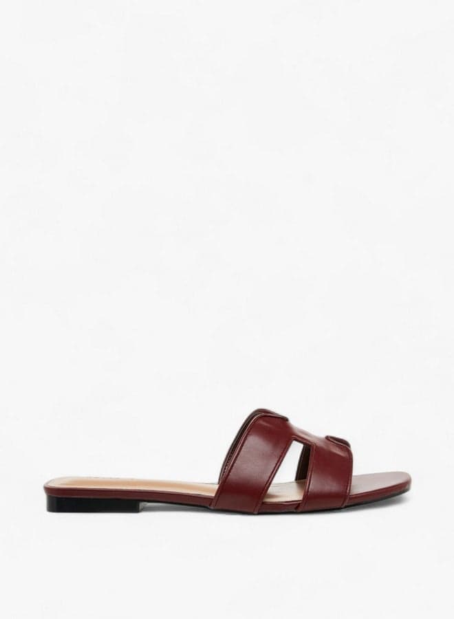 Elegant Burgundy Cutout J06007 Flat Sandals for Women - Image 1