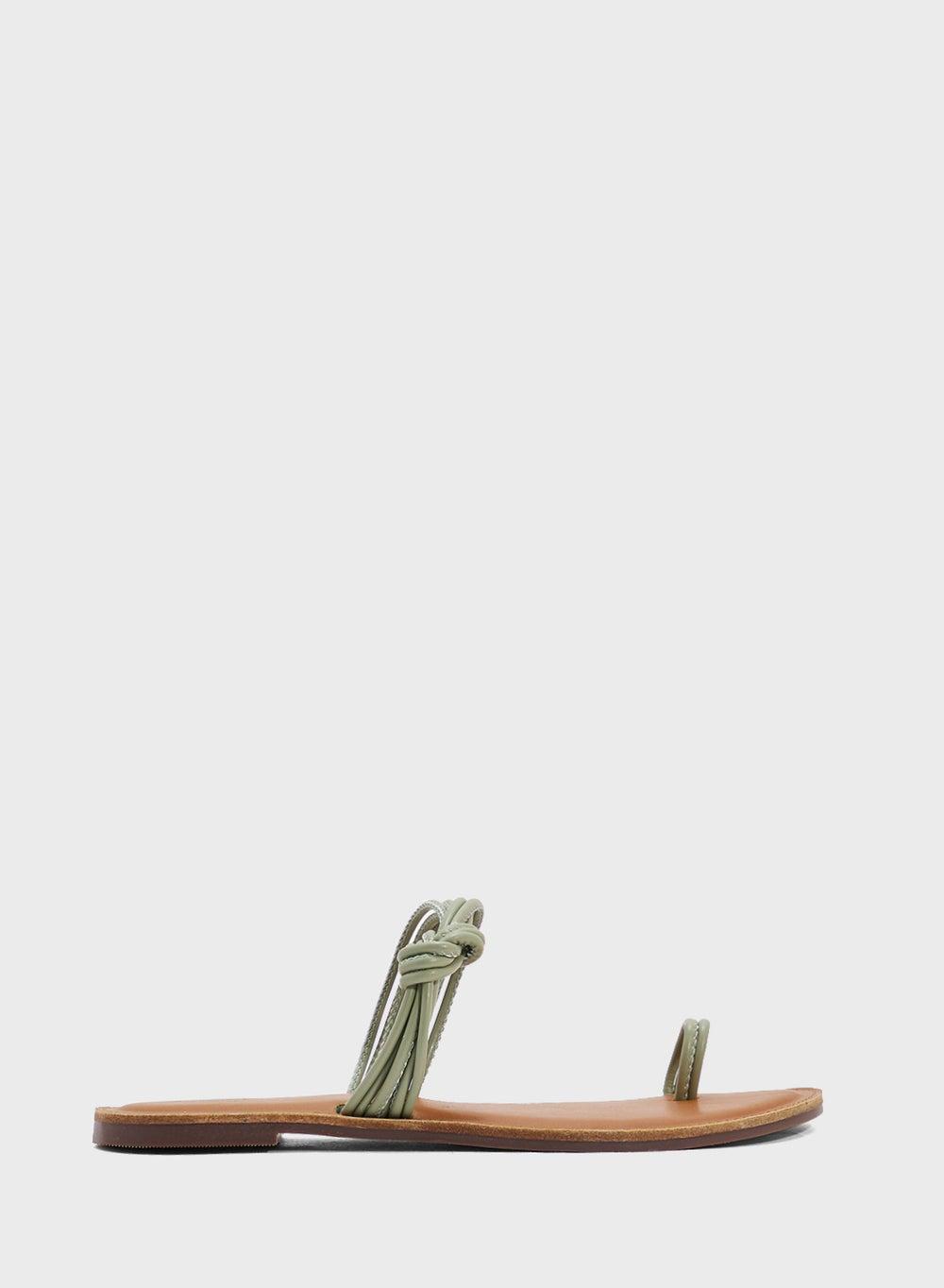 G533 29 Elegance at Your Feet: Chic Green Toe Post Sandals - Image 1