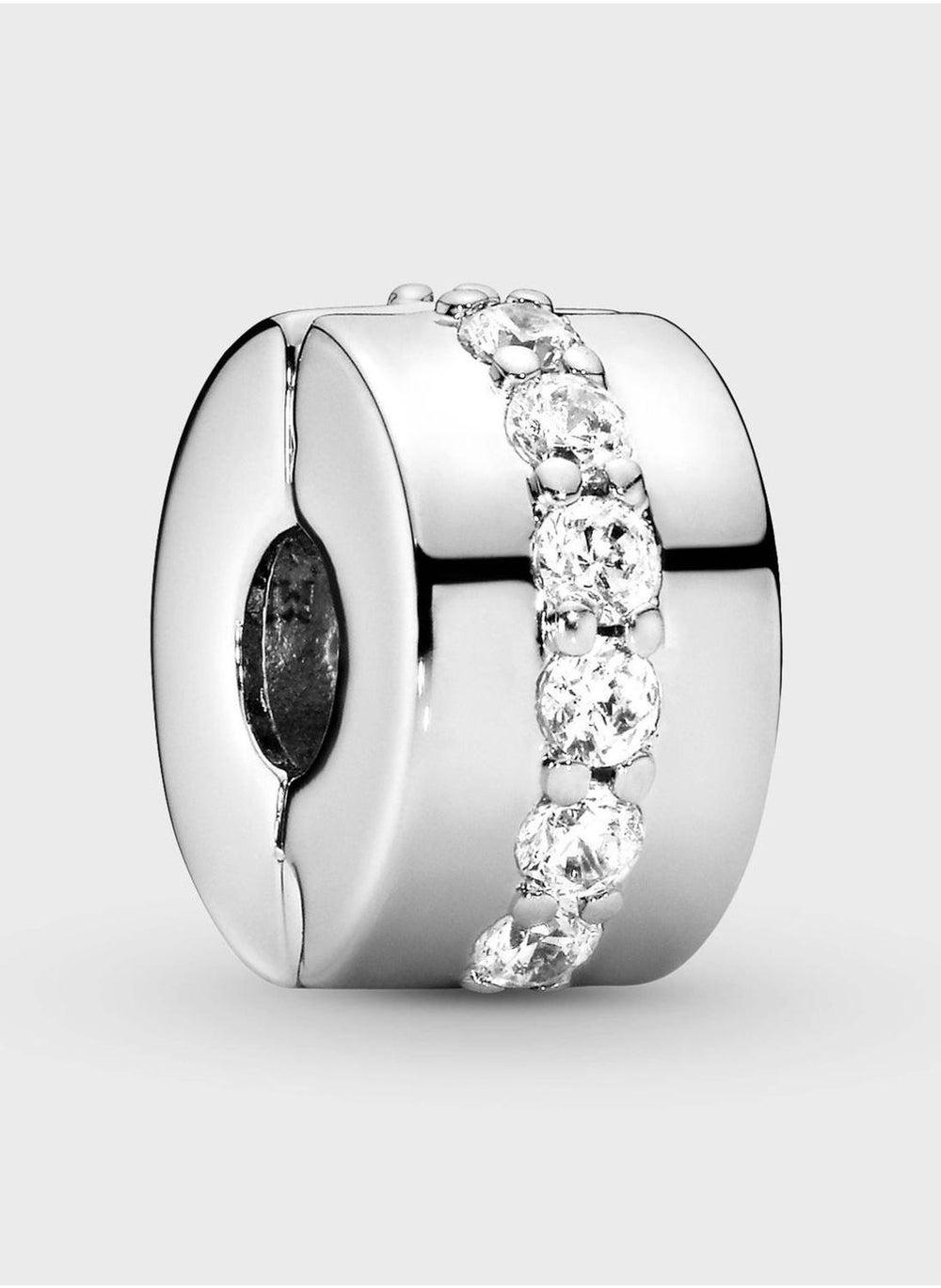 PANDORA Sterling Silver Sparkling Row Clip Charm - Image 1