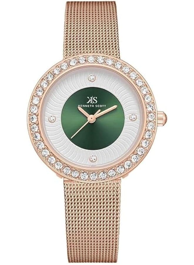Kenneth Scott K23535-RMKG Elegant Green Dial Women's Watch - Image 1