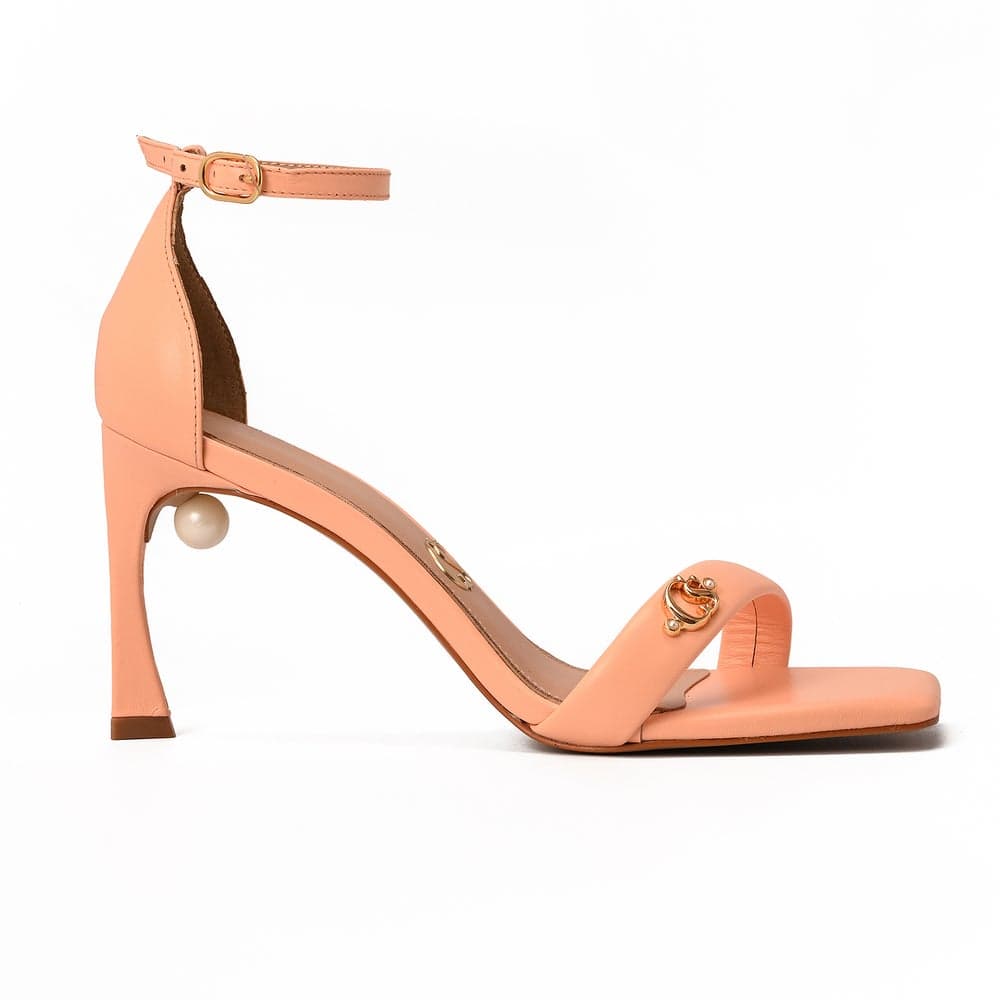 Elegant Peach Heeled Sandals - Classic Fit Luxury - Image 1