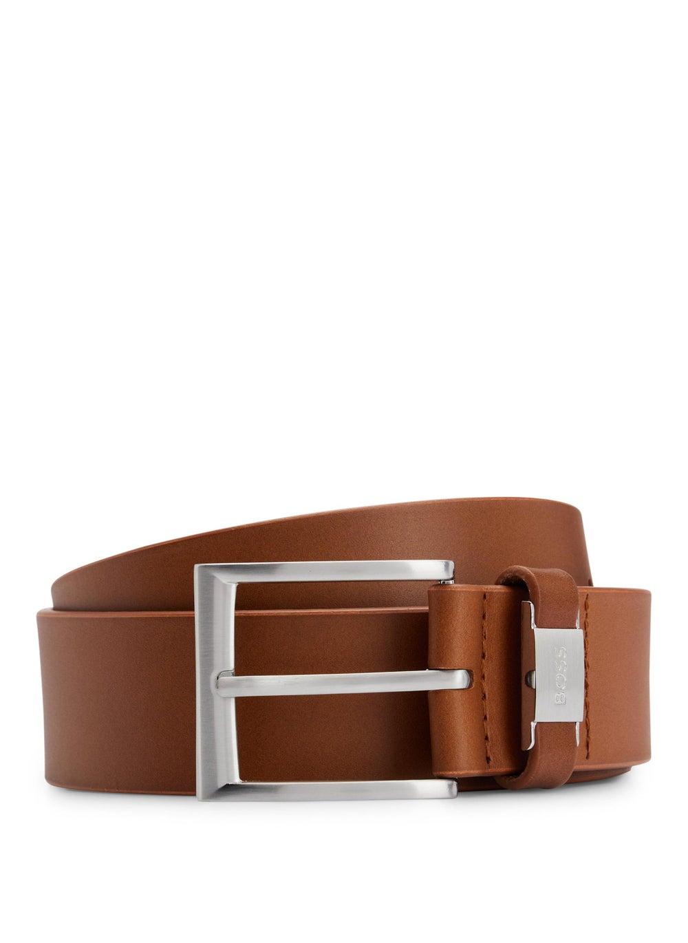 BOSS Men's Sleek Italian-Leather Belt with Signature Logo - Image 1