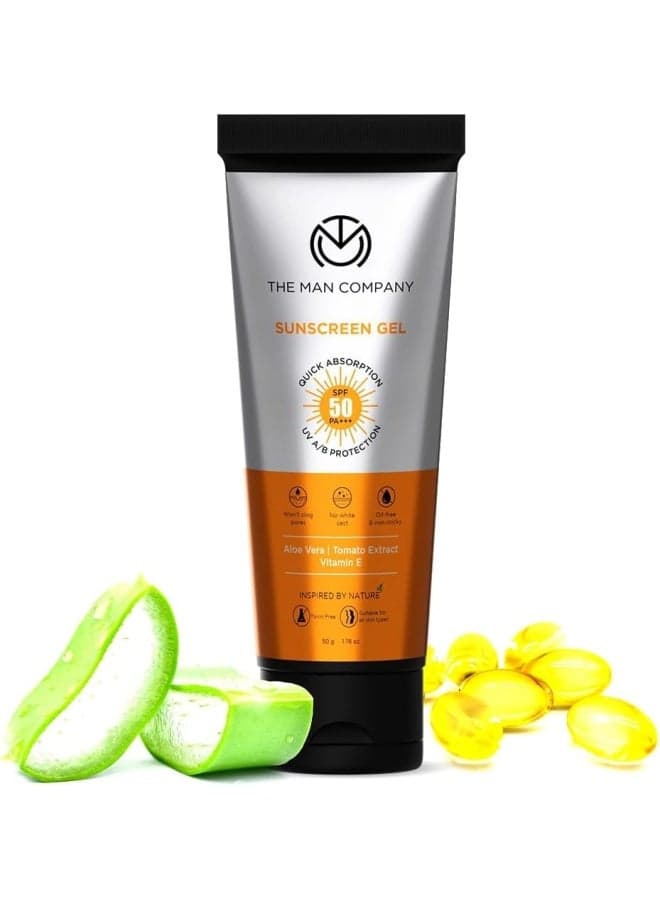 Men's Oil-Free SPF 50 Sunscreen Gel - UV Defense with Aloe & Vitamin E - Image 1
