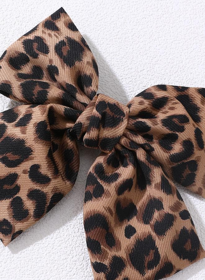 Leopard Elegance Multi-Color Bow Hair Clip - Image 1