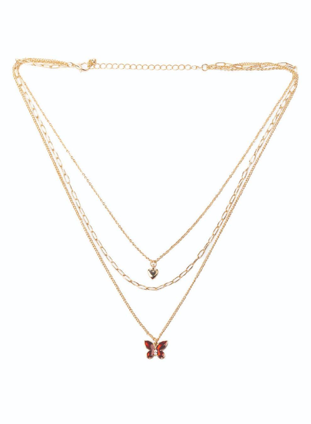 AMICA Butterfly & Heart Charm Necklace in Vibrant Enamel - Image 1