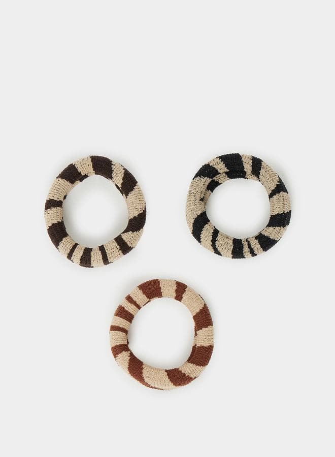Chic Striped Trio - Premium Hair Tie Set - Image 1
