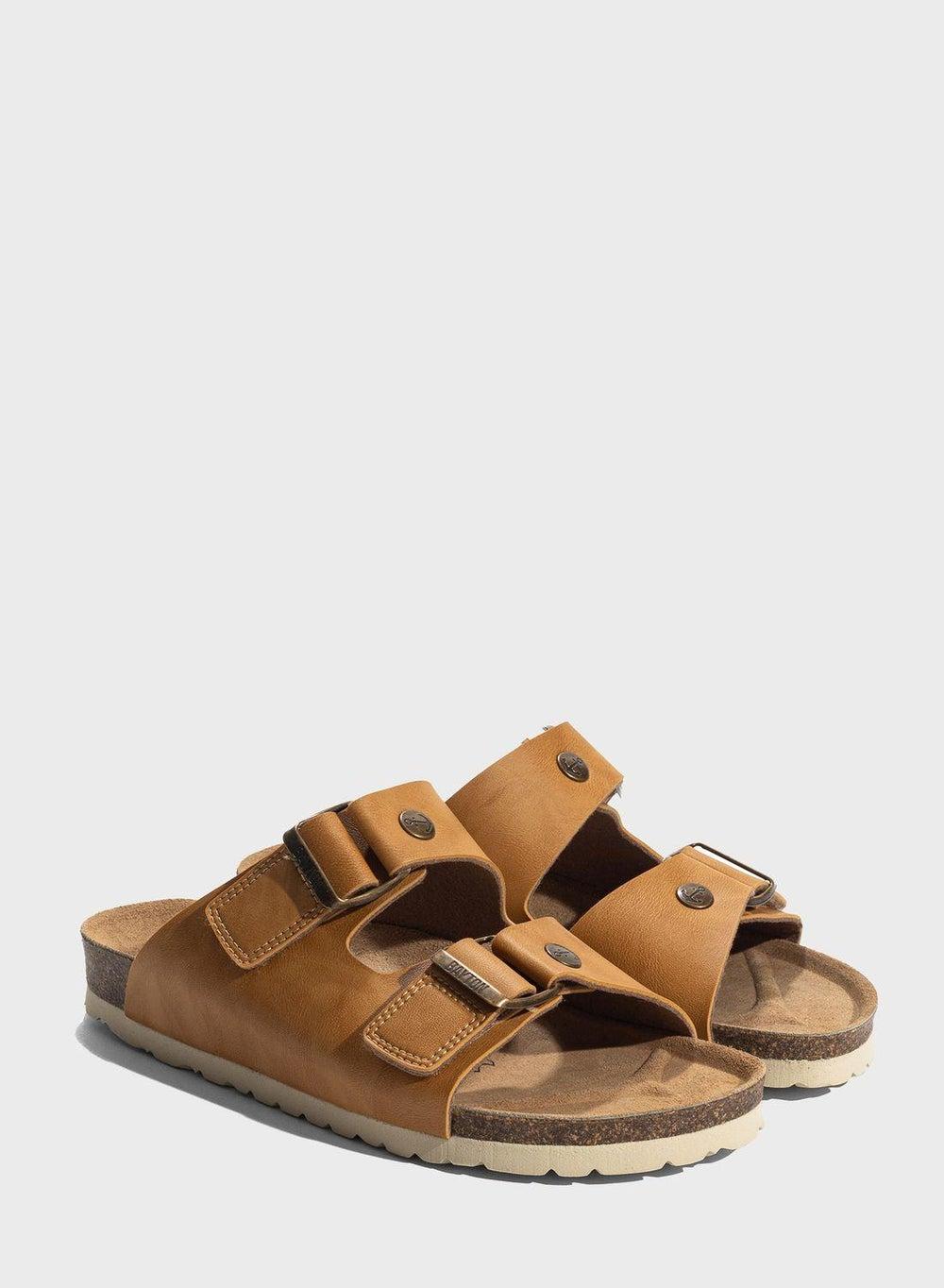 Cezanne Double Strap Leather Flat Sandals - Image 1