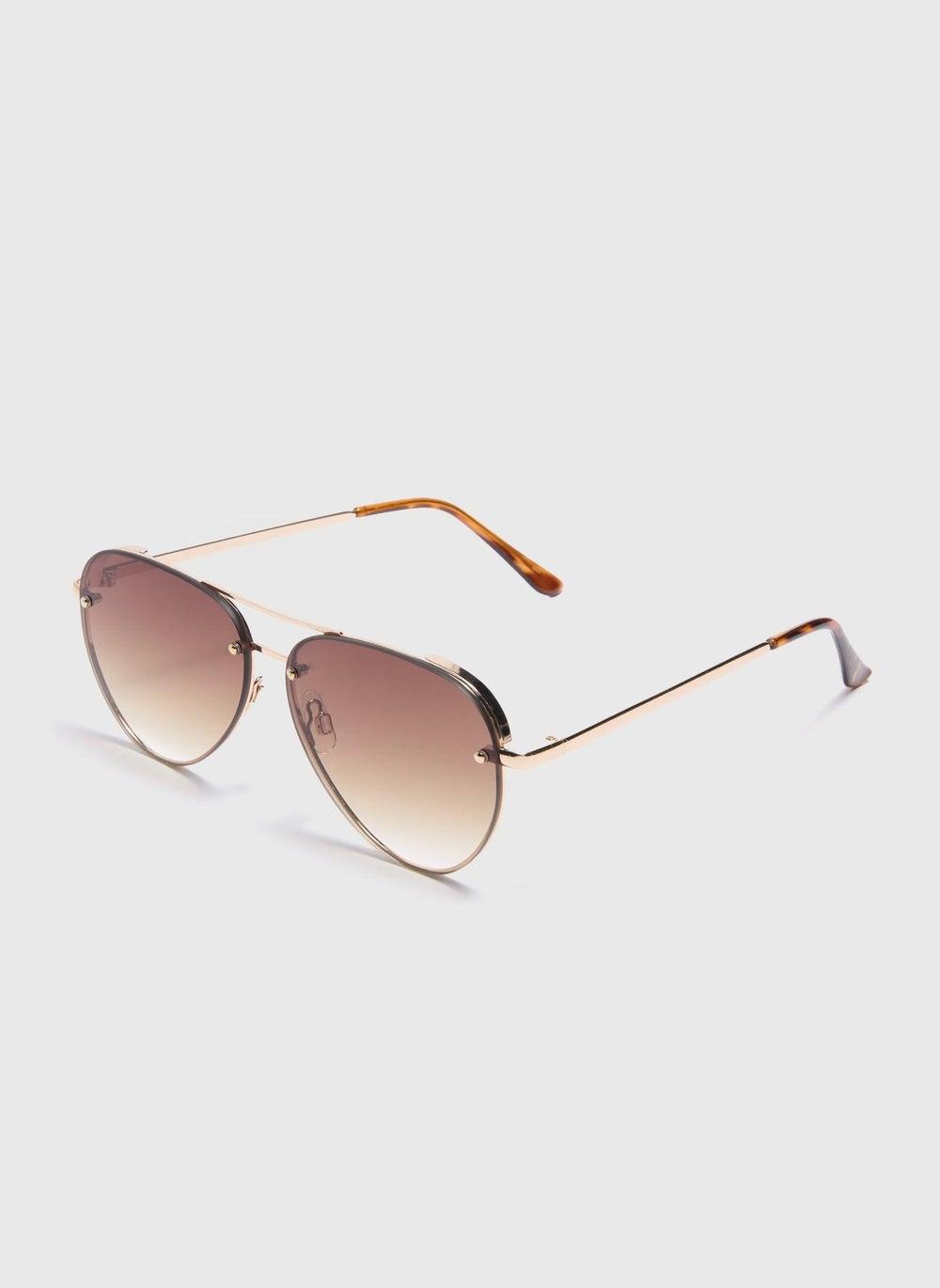 Matalan Brown Ombre Aviator Sunglasses for Chic Elegance - Image 1