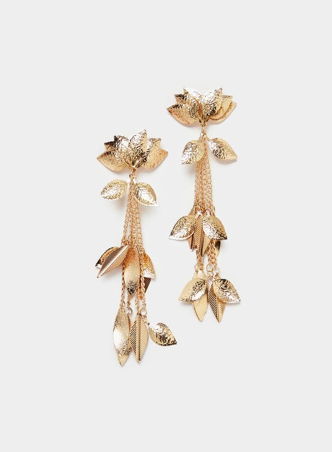 Styli Leaf Elegance: Chic Drop Earrings for Women - Image 1