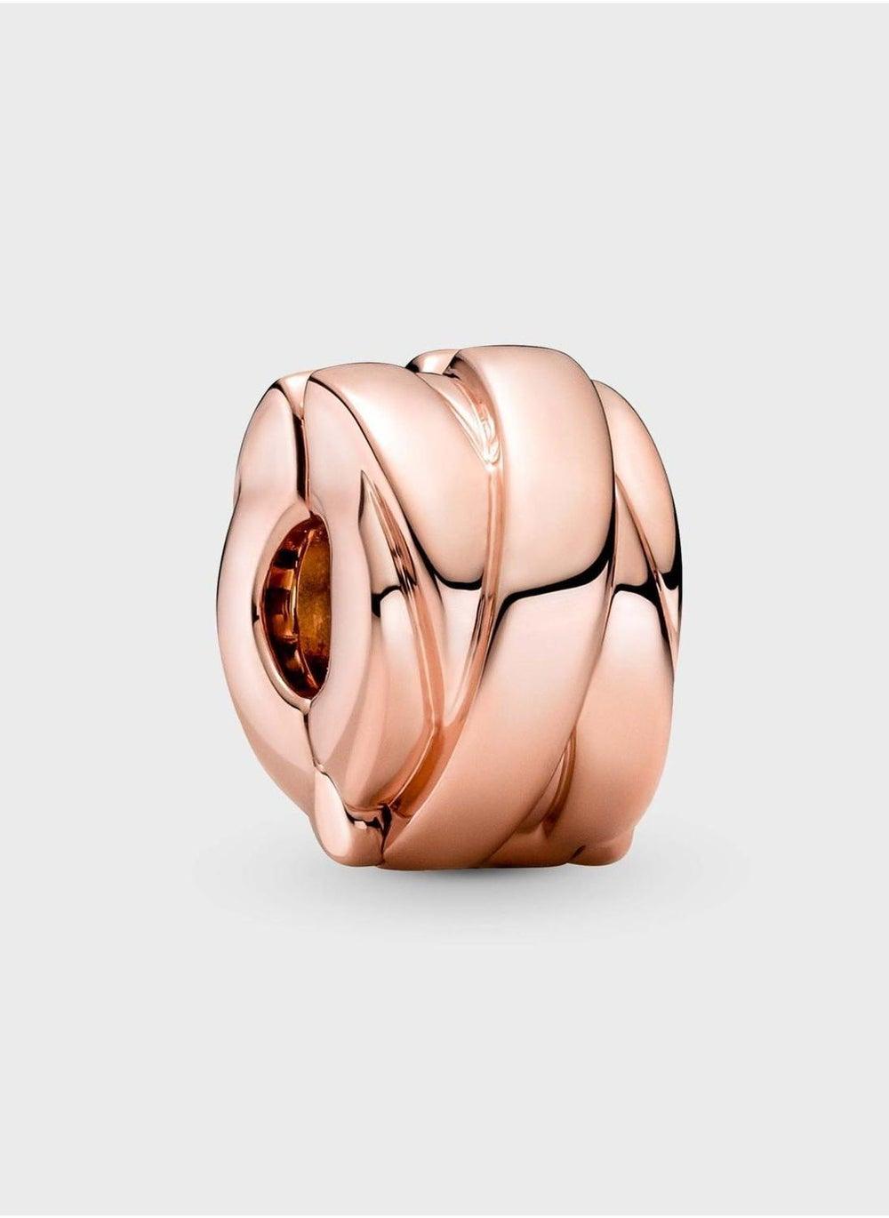 PANDORA Polished Ribbons Clip Charm - Elegant Rose Gold - Image 1
