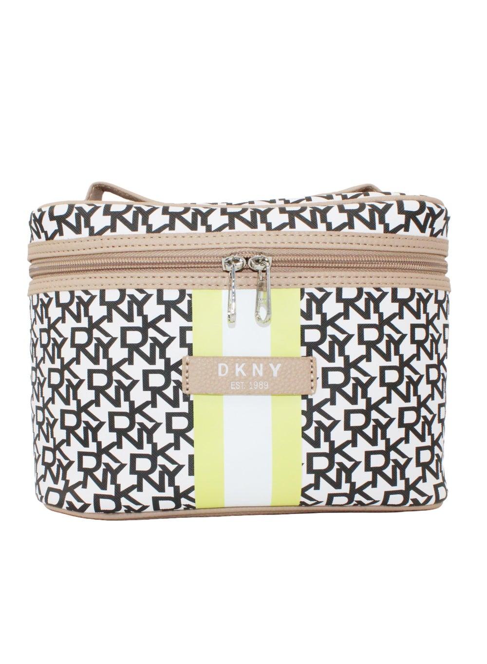DKNY Signature Stripe Cosmetic Bag - Chic Travel Companion - Image 1