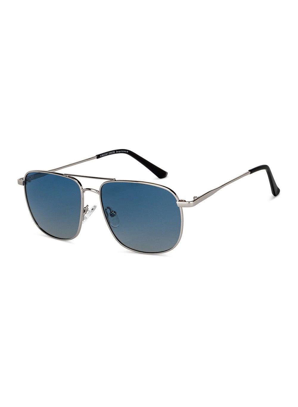 VINCENT CHASE VC S13116 Silver Blue Full-Rim Polarized Sunglasses - Image 1