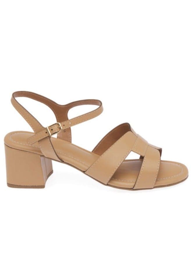 BDV 118 Elegant Tan Heeled Sandals with Cushioned Comfort - Image 1
