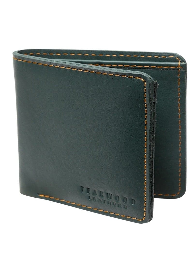 TEAKWOOD Green Genuine Leather RFID Long Wallet for Men - Image 1