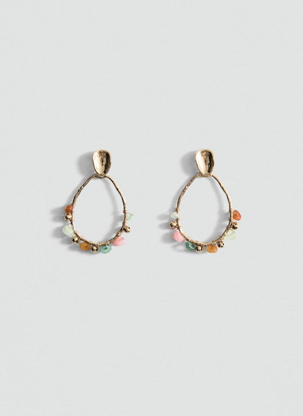 MANGO Ball Detail Hoop Earrings – Elegance Unleashed - Image 1