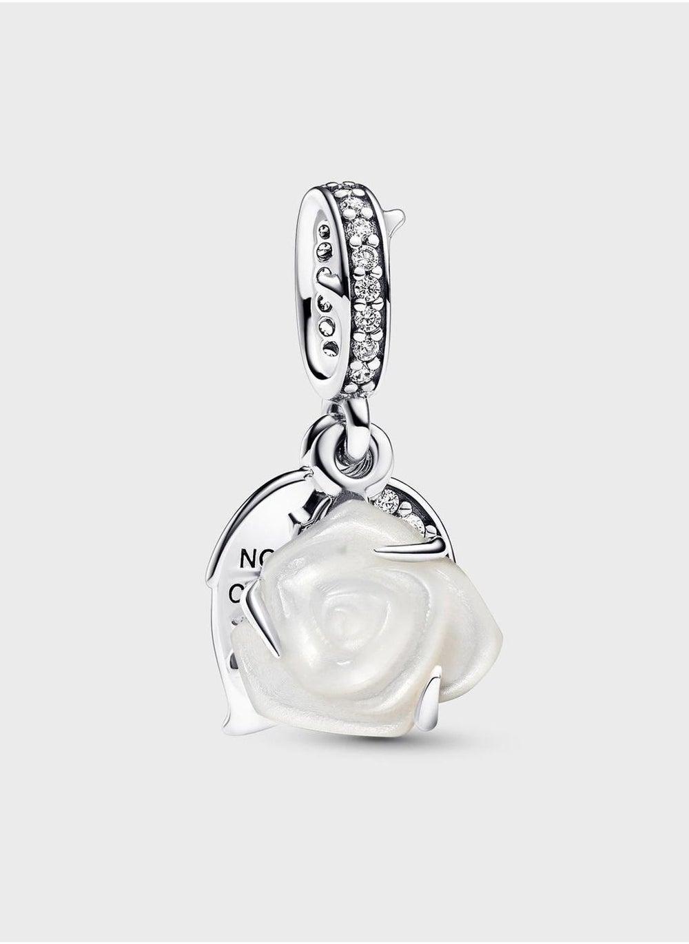 PANDORA White Rose Double Dangle Charm - Symbol of Love - Image 1