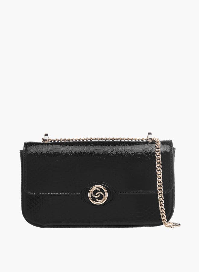 Celeste Textured Elegance Crossbody Bag with Chain Strap - Image 1