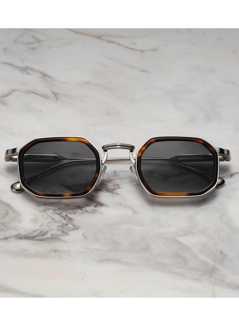 Explicit Poets LEX Silver & Tortoise Gradient Gray Sunglasses A8EP7 - Image 1