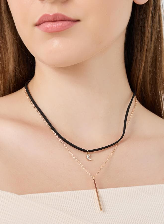 Styli Moon Drop Layered Necklace - Elegance Unleashed - Image 1