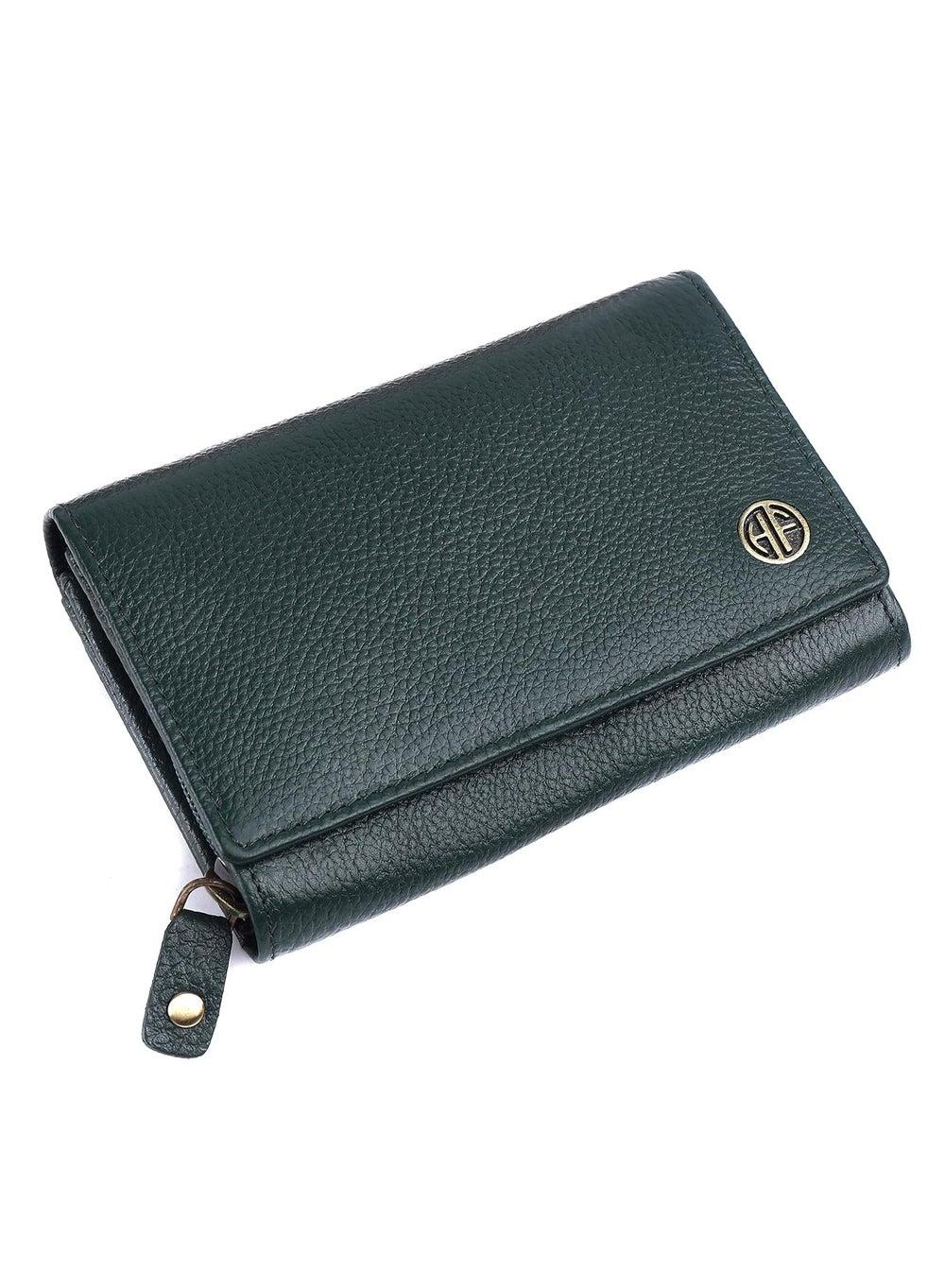 HAMMONDS FLYCATCHER Elegant Green Leather RFID Wallet - Image 1