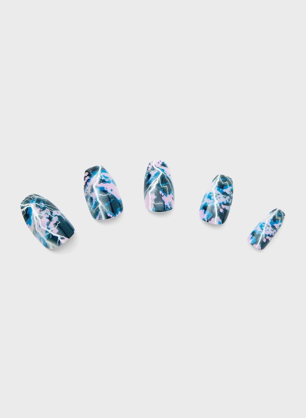 Blue Lightning Faux Nail Set - Image 1
