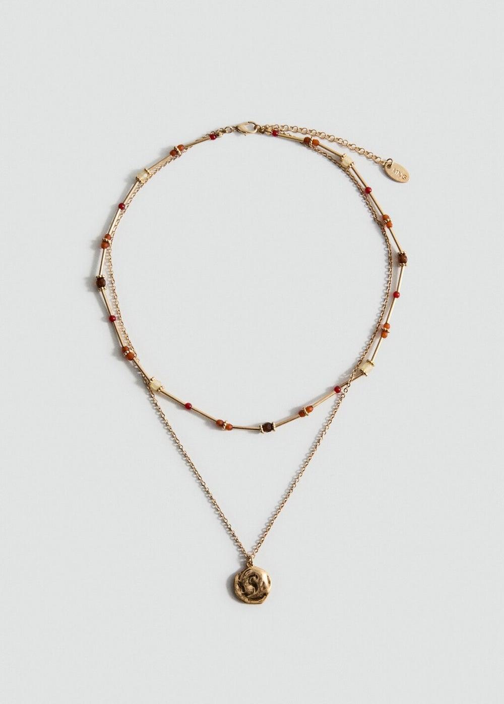 MANGO Elegant Double-Pendant Women's Necklace - Image 1