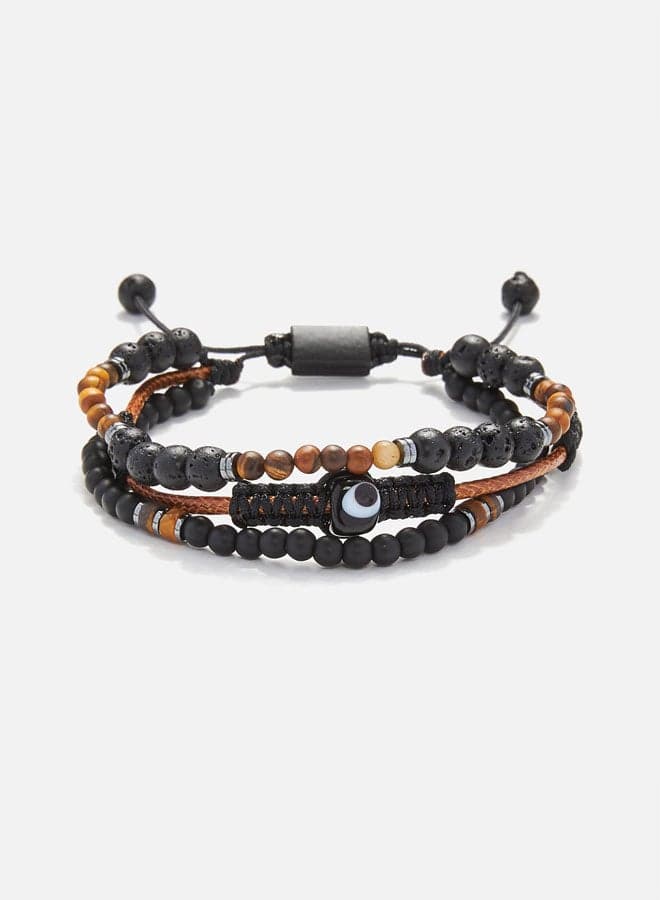 CHRYSOSTOMOS Adjustable Lava & Tiger's Eye Bracelet for Men - Image 1