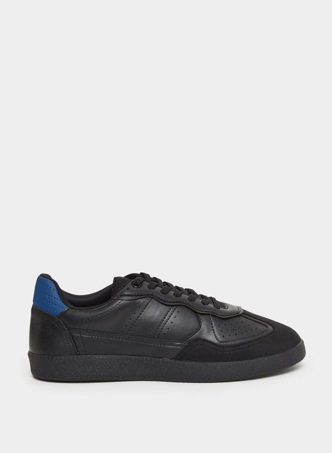 Styli Men's Black Panel Sneakers: Casual Elegance Redefined - Image 1