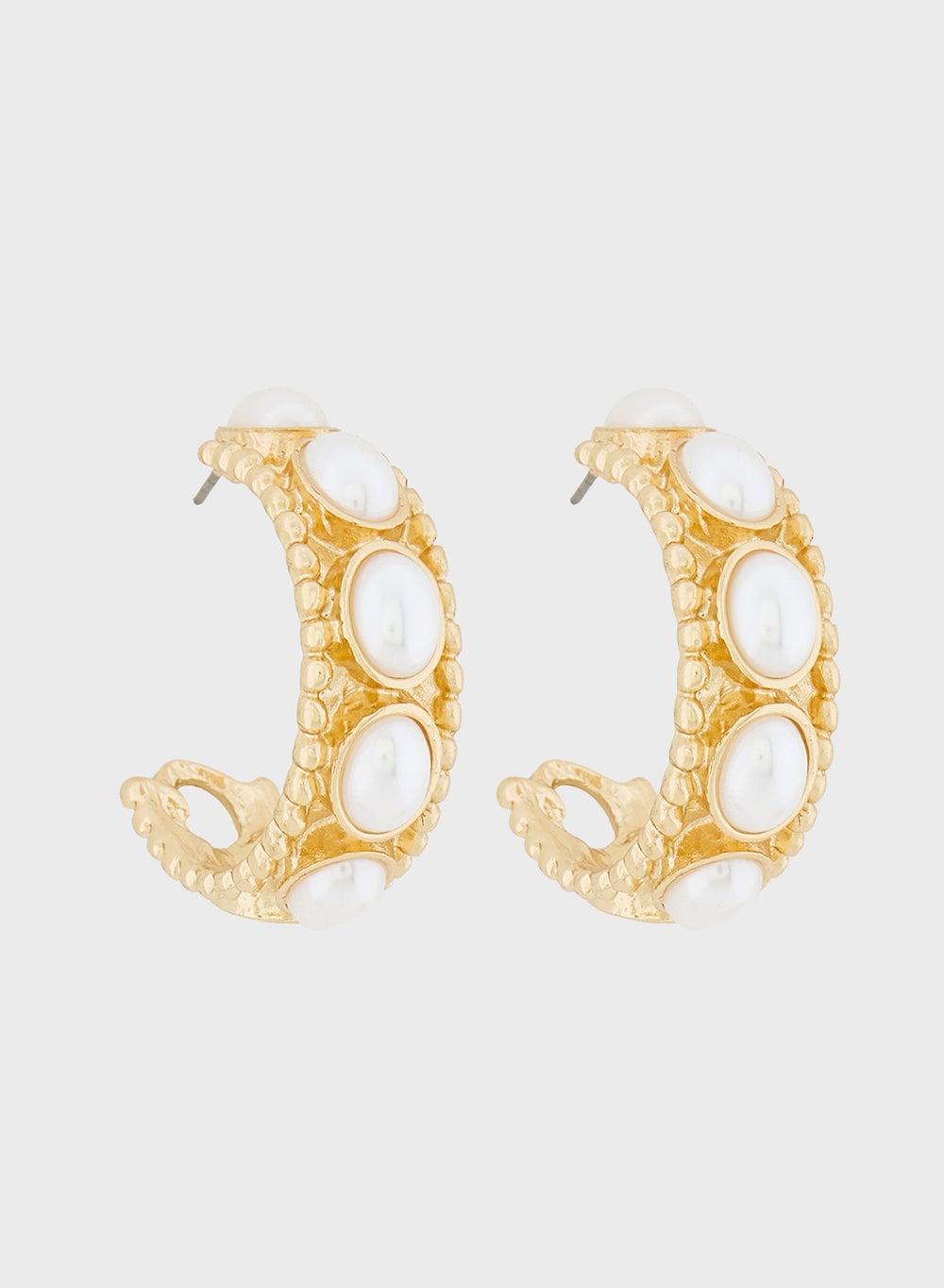 ELLA Pearl Hoop Earrings - Elegance Redefined - Image 1
