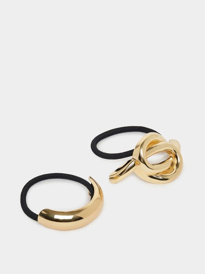 Styli Elegance Series - Gold Accented Elastic Hair Ties (Set of 2) - Image 1