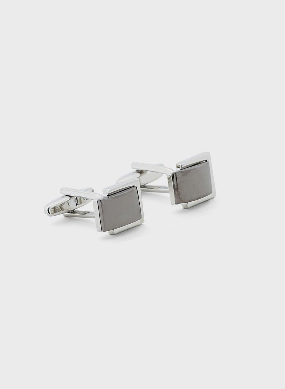 Robert Wood Dual-Tone Rectangular Cufflinks with Gift Box - Image 1