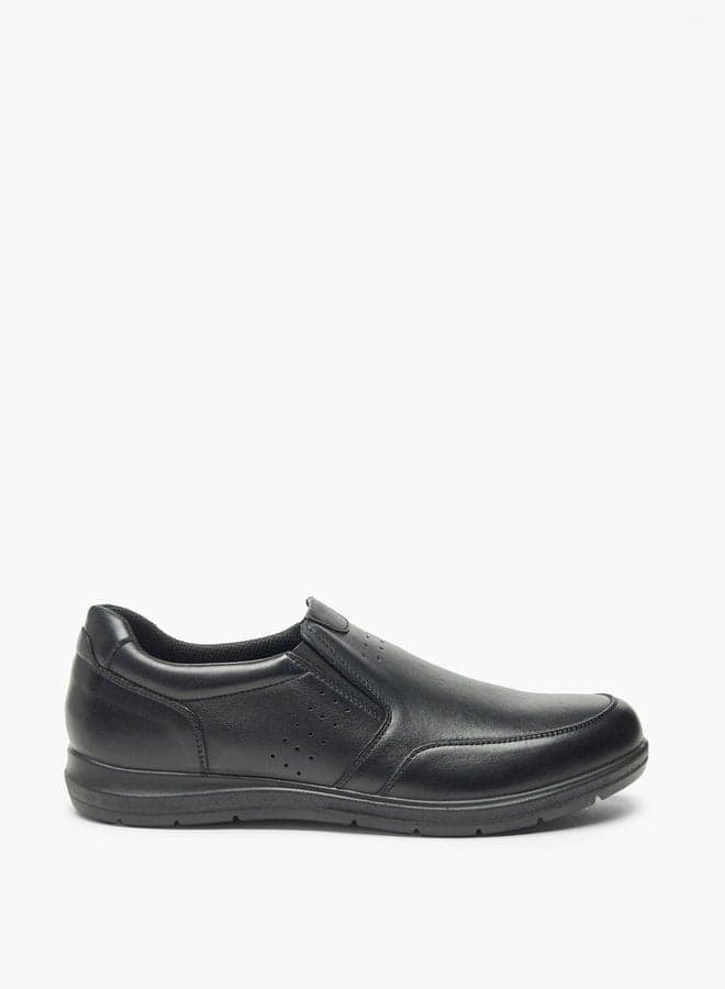 Elegant Italian Leather Loafers 550892Black with Perforated Design - Image 1