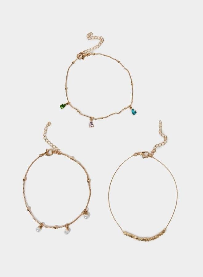 Styli Charm Trio - Elegant Anklets with Lobster Closure - Image 1