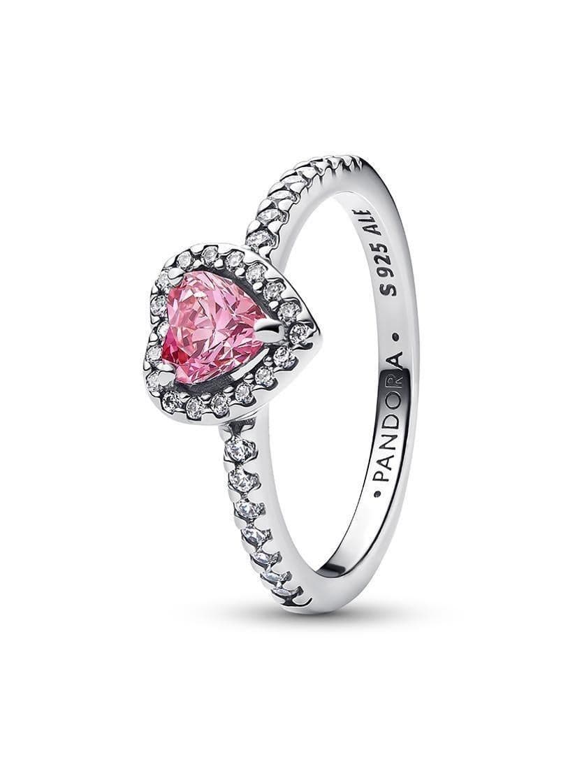 PANDORA Elevated Pink Heart Sterling Silver Ring - Image 1