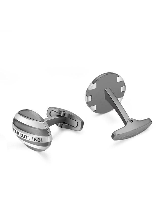 CERRUTI 1881 Edoardo Luxury Two-Tone Silver & Grey Cufflinks - Image 1
