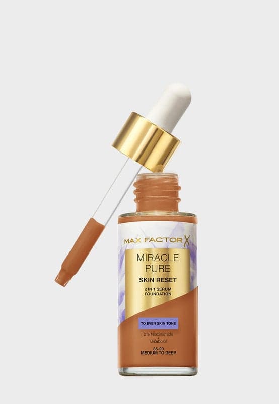 Max Factor Miracle Pure 2in1 Skin Reset Serum Foundation - Shade 85-90, 30ml - Image 1