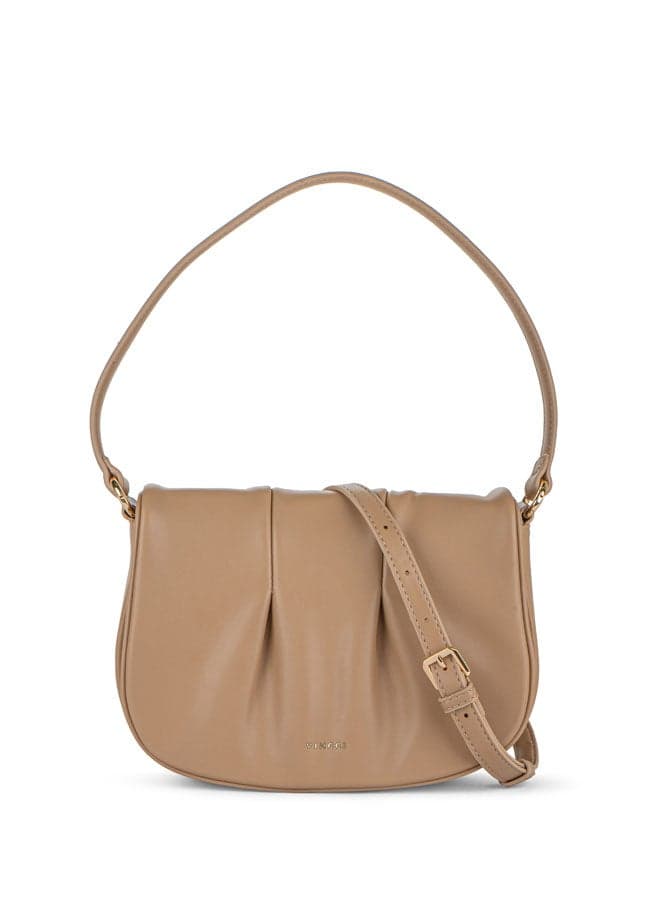 Vincci Elegance: Brown Solid Shoulder Bag with Adjustable Strap - Image 1