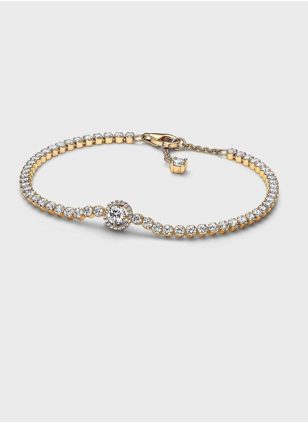 PANDORA Timeless 14K Gold-Plated Sparkling Halo Bracelet - Image 1